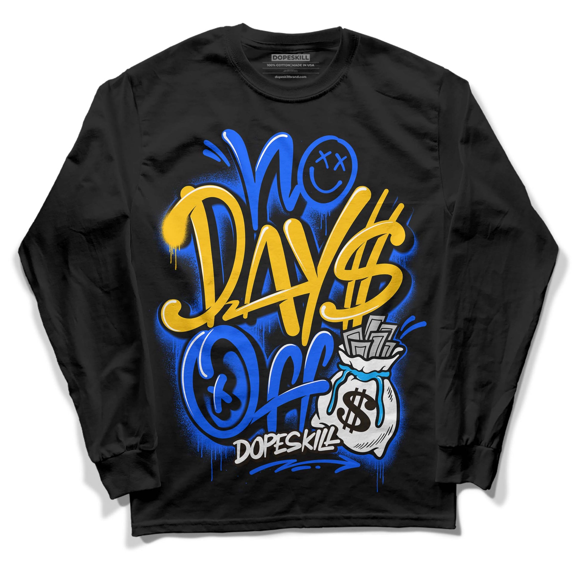 Royal Blue Sneakers DopeSkill Long Sleeve T-Shirt No Days Off Graphic Streetwear - Black