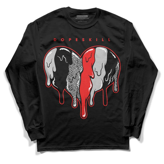 Jordan Spizike Low Bred DopeSkill Long Sleeve T-Shirt Slime Drip Heart Graphic Streetwear - Black