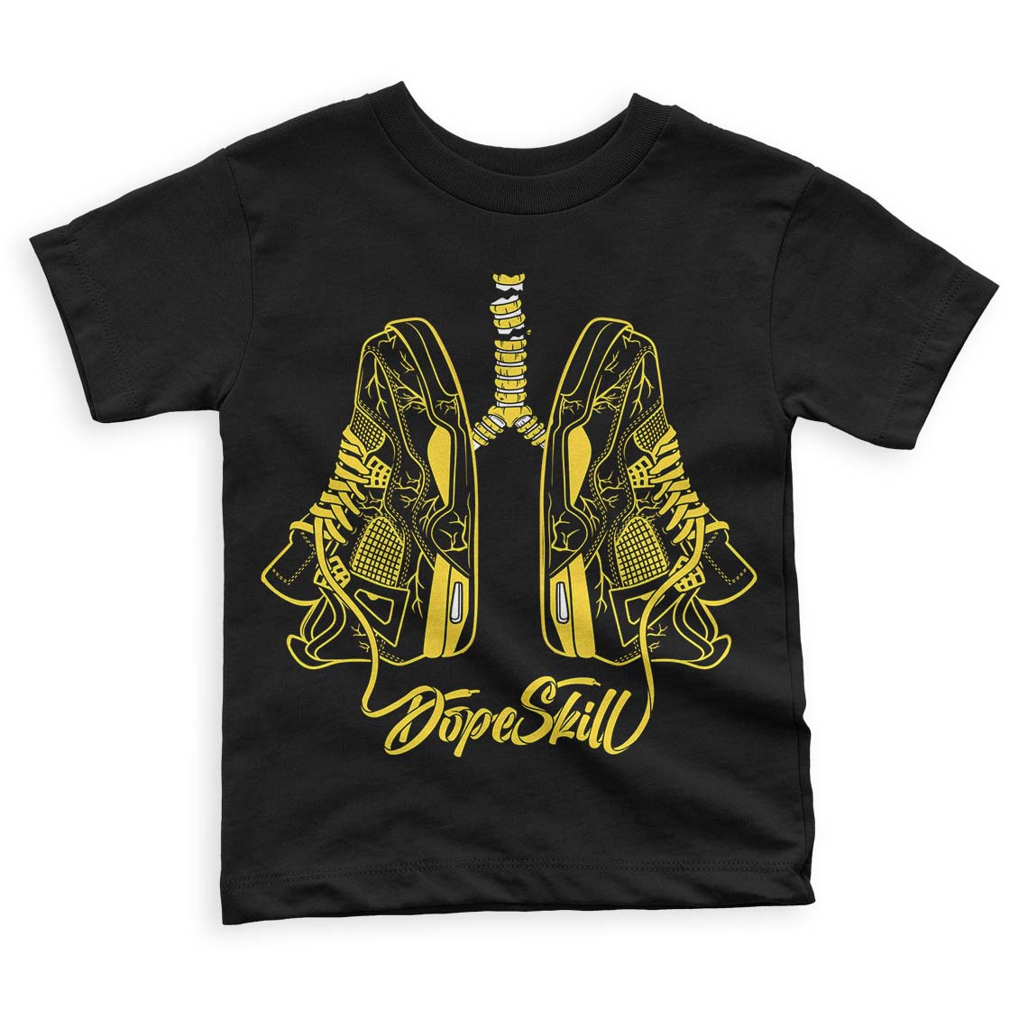 Jordan 4 Tour Yellow Thunder DopeSkill Toddler Kids T-shirt Breathe Graphic Streetwear - Black