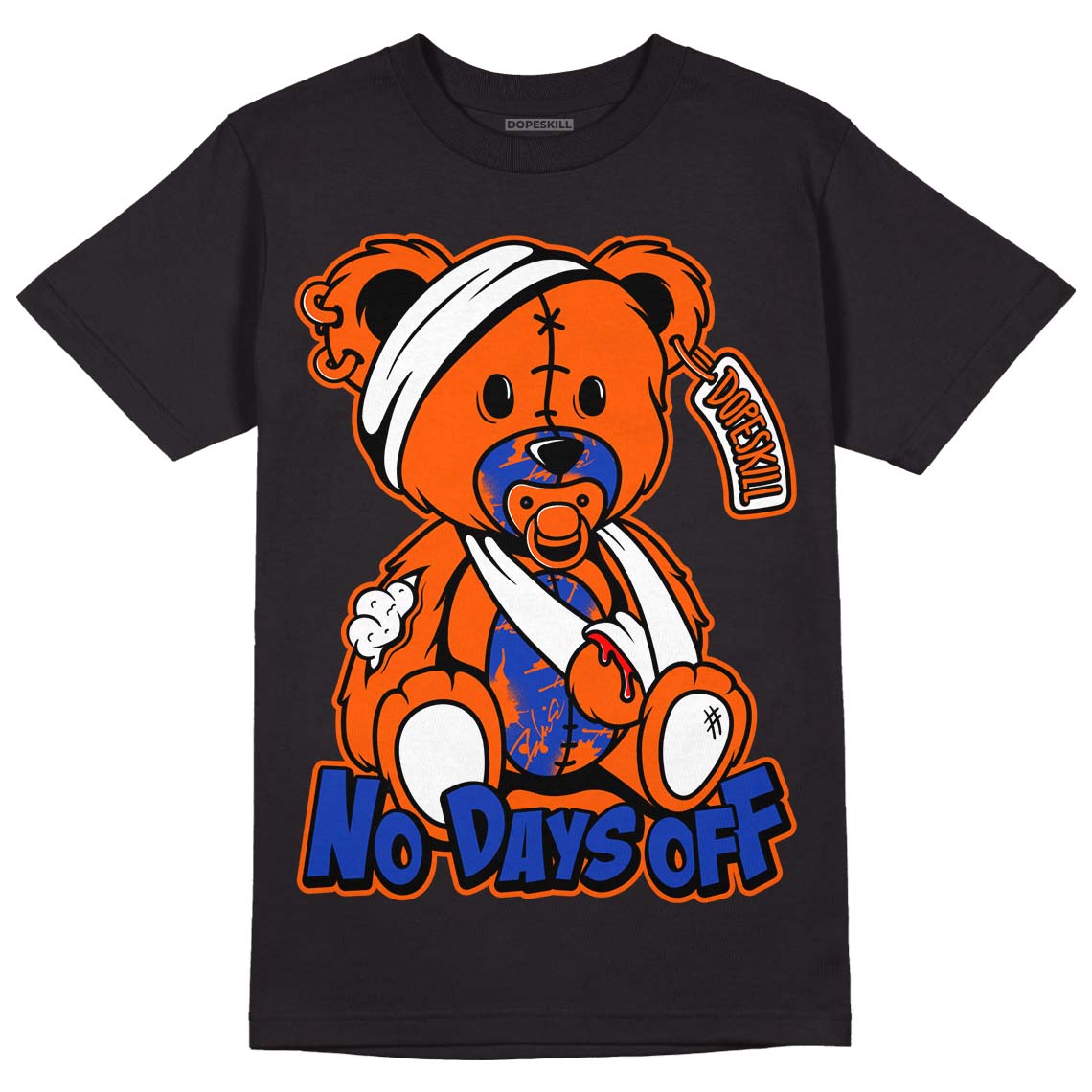 Dunk Low Futura Orange Blaze DopeSkill T-Shirt Hurt Bear Graphic Streetwear - Black