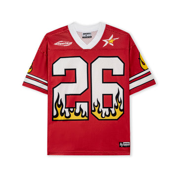 DopeSkill Oversized Jersey Streetwear Graphic Tee Cool V-Neck Red T-Shirt Fire 26 Graphic