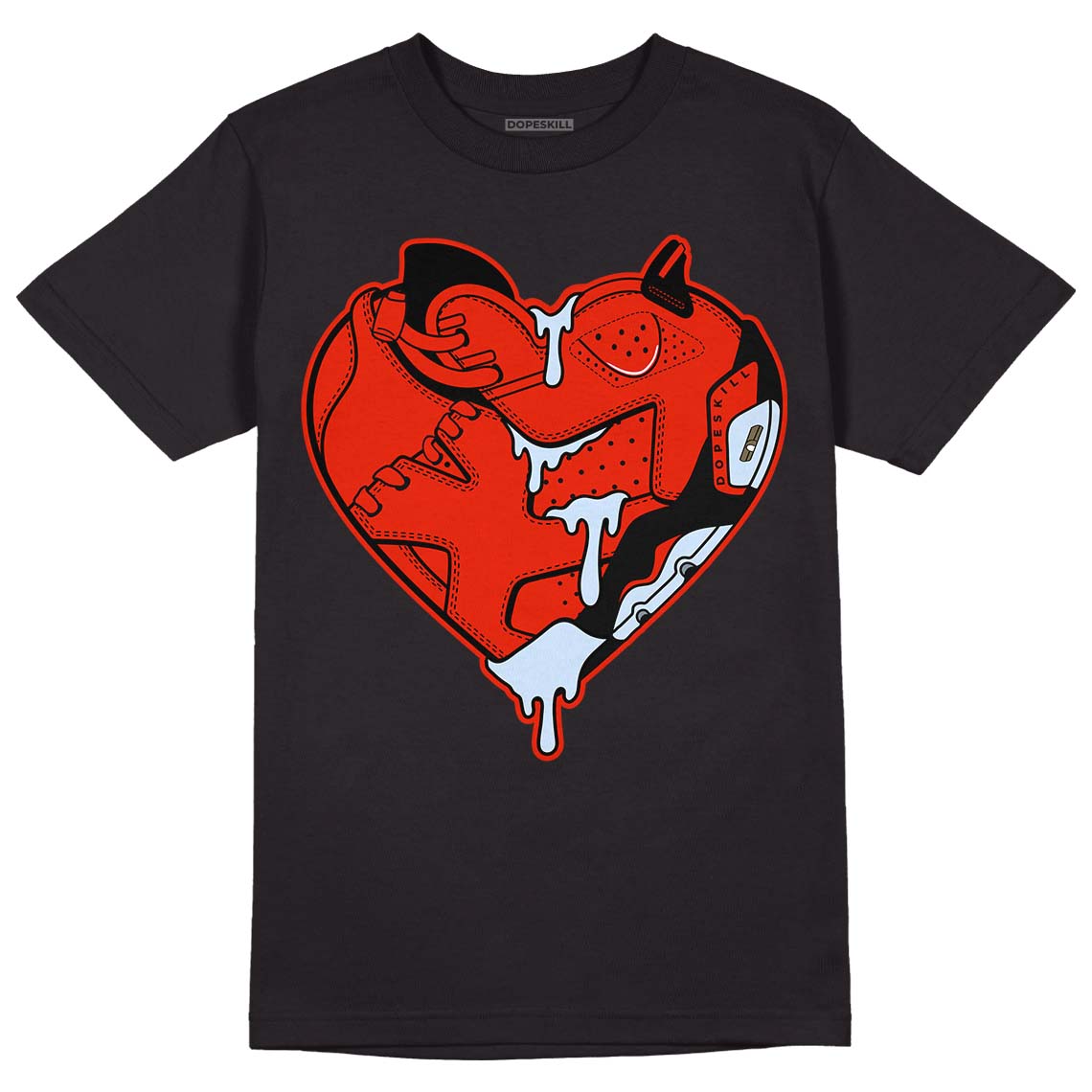 Jordan 6 Retro Toro Bravo DopeSkill T-shirt Heart Jordan 6 Graphic Streetwear - Black