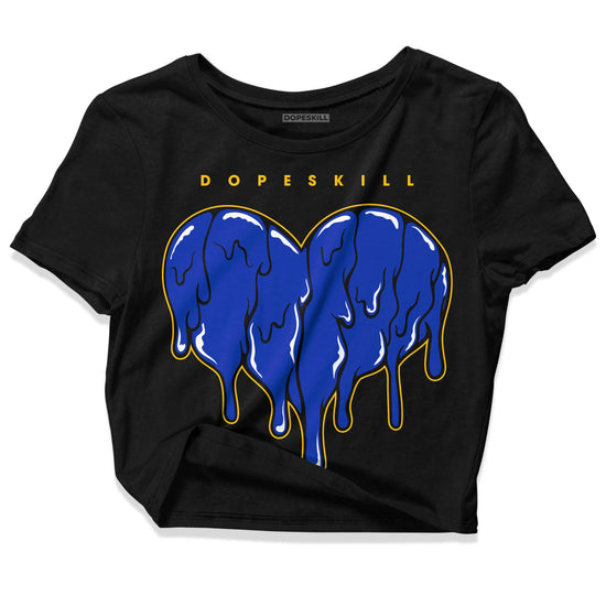 Jordan 14 “Laney” DopeSkill Women's Crop Top Slime Drip Heart Graphic Streetwear - Black