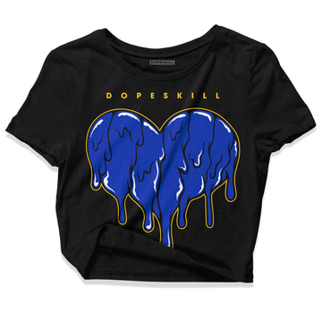 Jordan 14 “Laney” DopeSkill Women's Crop Top Slime Drip Heart Graphic Streetwear - Black