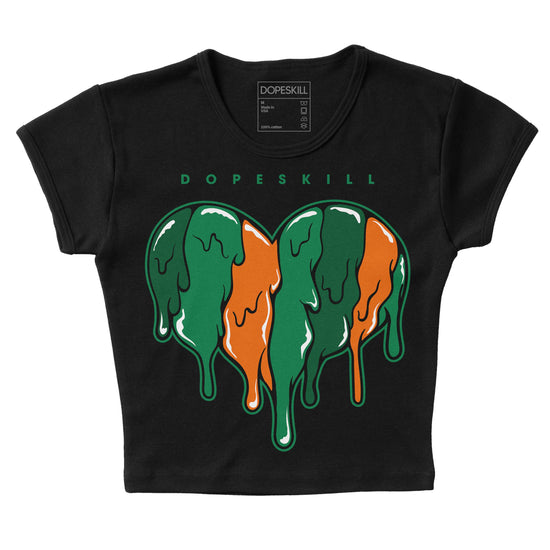 Green Sneakers DopeSkill Women's Crop Top Slime Drip Heart Graphic Streetwear - Black 