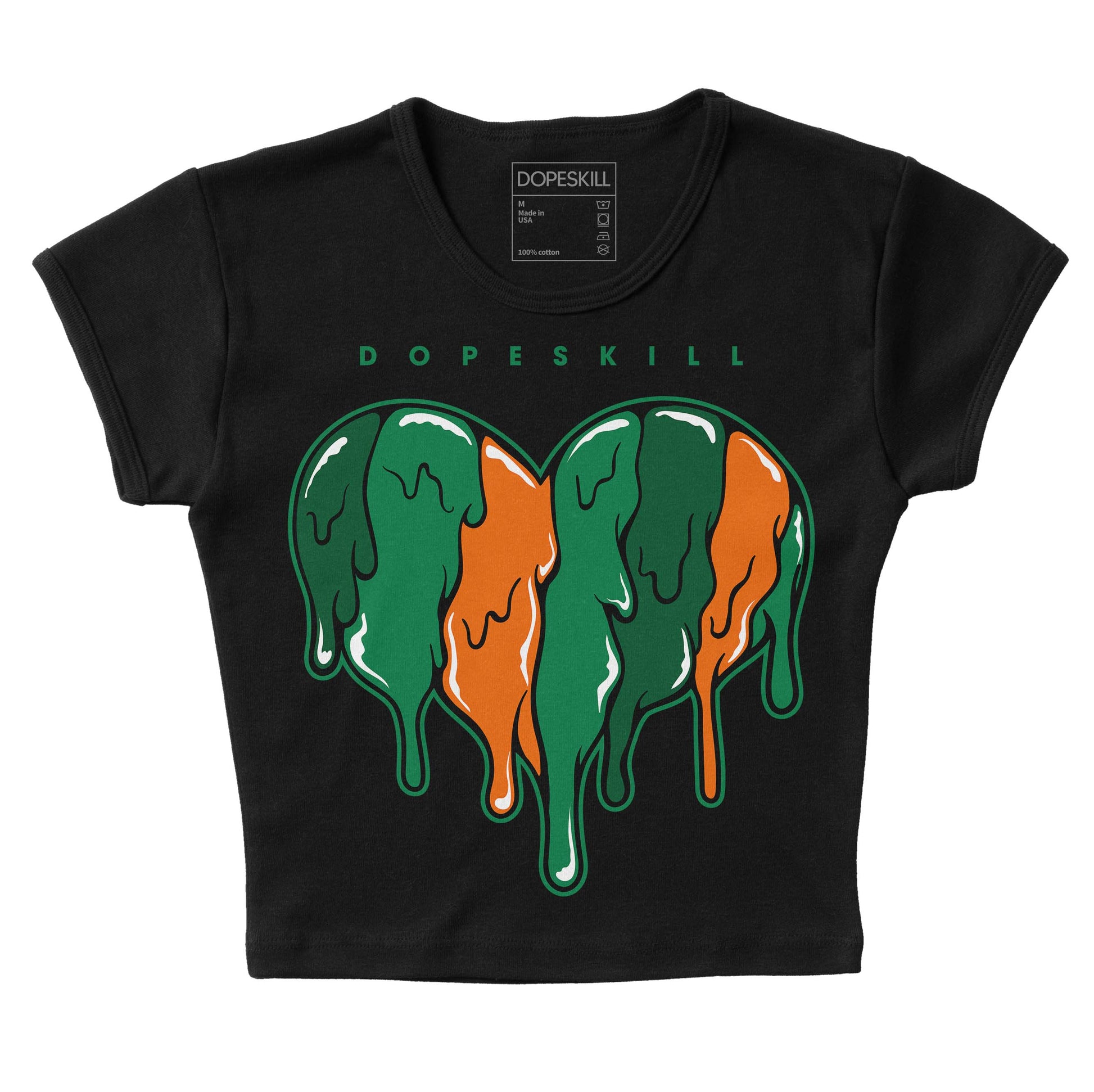 Green Sneakers DopeSkill Women's Crop Top Slime Drip Heart Graphic Streetwear - Black 