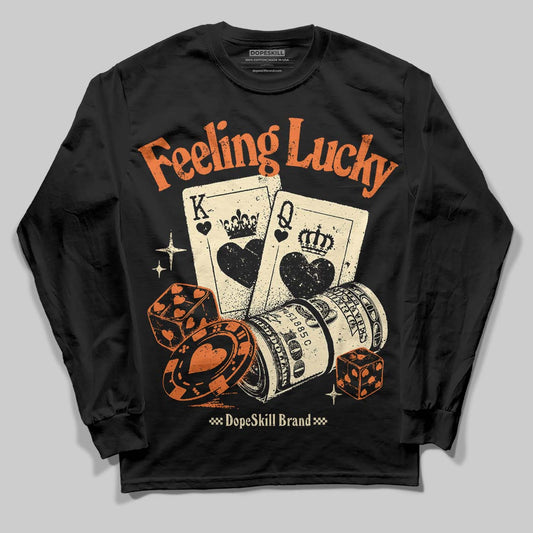 Orange, Black and White Sneakers DopeSkill Long Sleeve T-Shirt Feeling Lucky Graphic Streetwear - Black