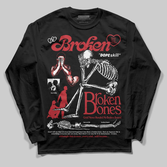 Jordan 1 Low OG "Chicago" DopeSkill Long Sleeve T-Shirt Broken Bones Graphic Streetwear - Black