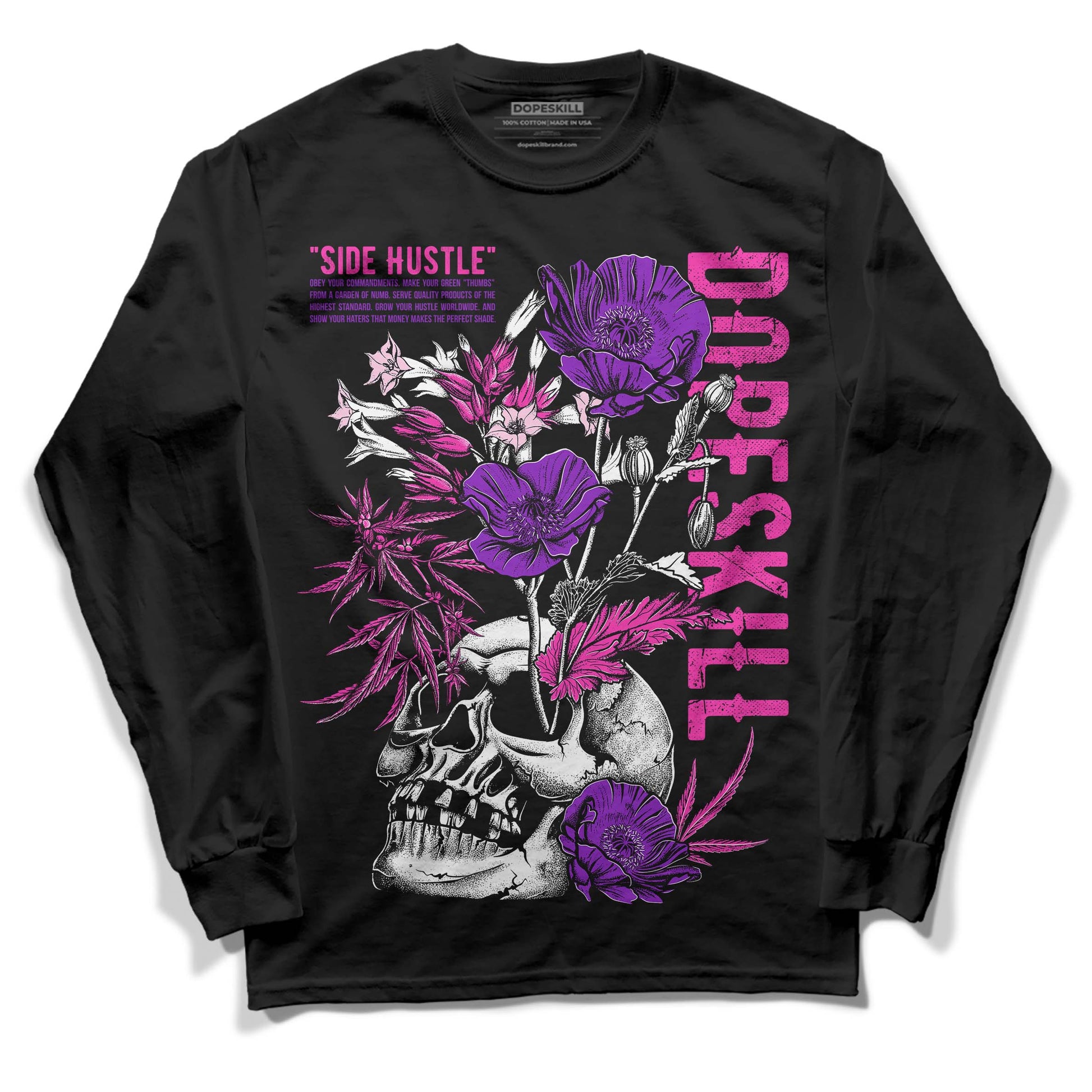 Pink Sneakers DopeSkill Long Sleeve T-Shirt Side Hustle Graphic Streetwear - Black