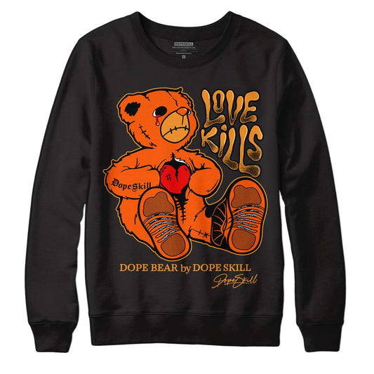 Jordan 12 Retro Brilliant Orange DopeSkill Sweatshirt Love Kills Graphic Streetwear - Black