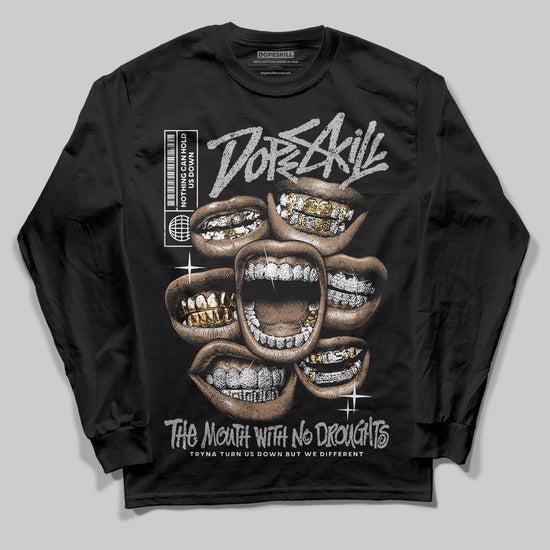 Jordan 4 OG “White Cement” DopeSkill Long Sleeve T-Shirt The Mouth With No Droughts Graphic Streetwear - Black