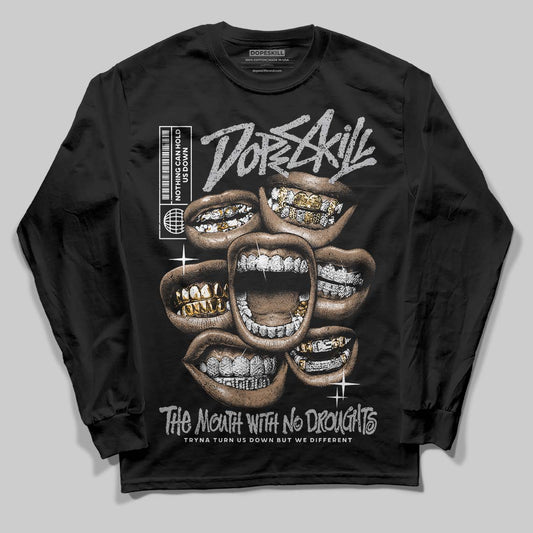 Jordan 4 OG “White Cement” DopeSkill Long Sleeve T-Shirt The Mouth With No Droughts Graphic Streetwear - Black