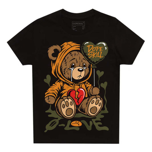 Jordan 5 "Olive" DopeSkill Toddler Kids T-shirt Broken Bear Graphic Streetwear - Black