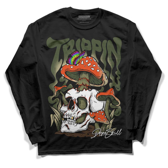 Olive Sneakers DopeSkill Long Sleeve T-Shirt Trippin Graphic Streetwear - Black