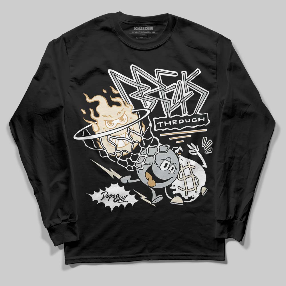 Jordan 5 Retro Reverse Metallic DopeSkill Long Sleeve T-Shirt Break Through Graphic Streetwear - Black