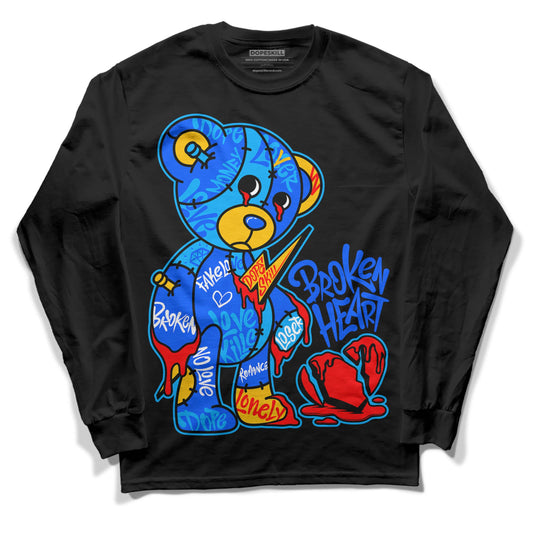 Royal Blue Sneakers DopeSkill Long Sleeve T-Shirt Broken Heart Graphic Streetwear - Black