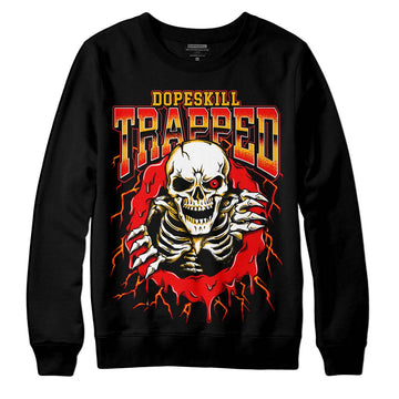 Red Sneakers DopeSkill Sweatshirt Trapped Halloween Graphic Streetwear - Black