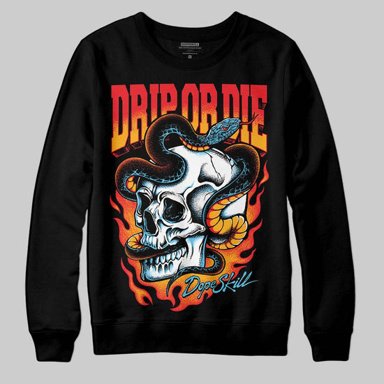 Red Sneakers DopeSkill Sweatshirt Drip or Die Graphic Streetwear - black