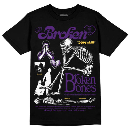 Jordan 12 “Field Purple” DopeSkill T-Shirt Broken Bones Graphic Streetwear - Black