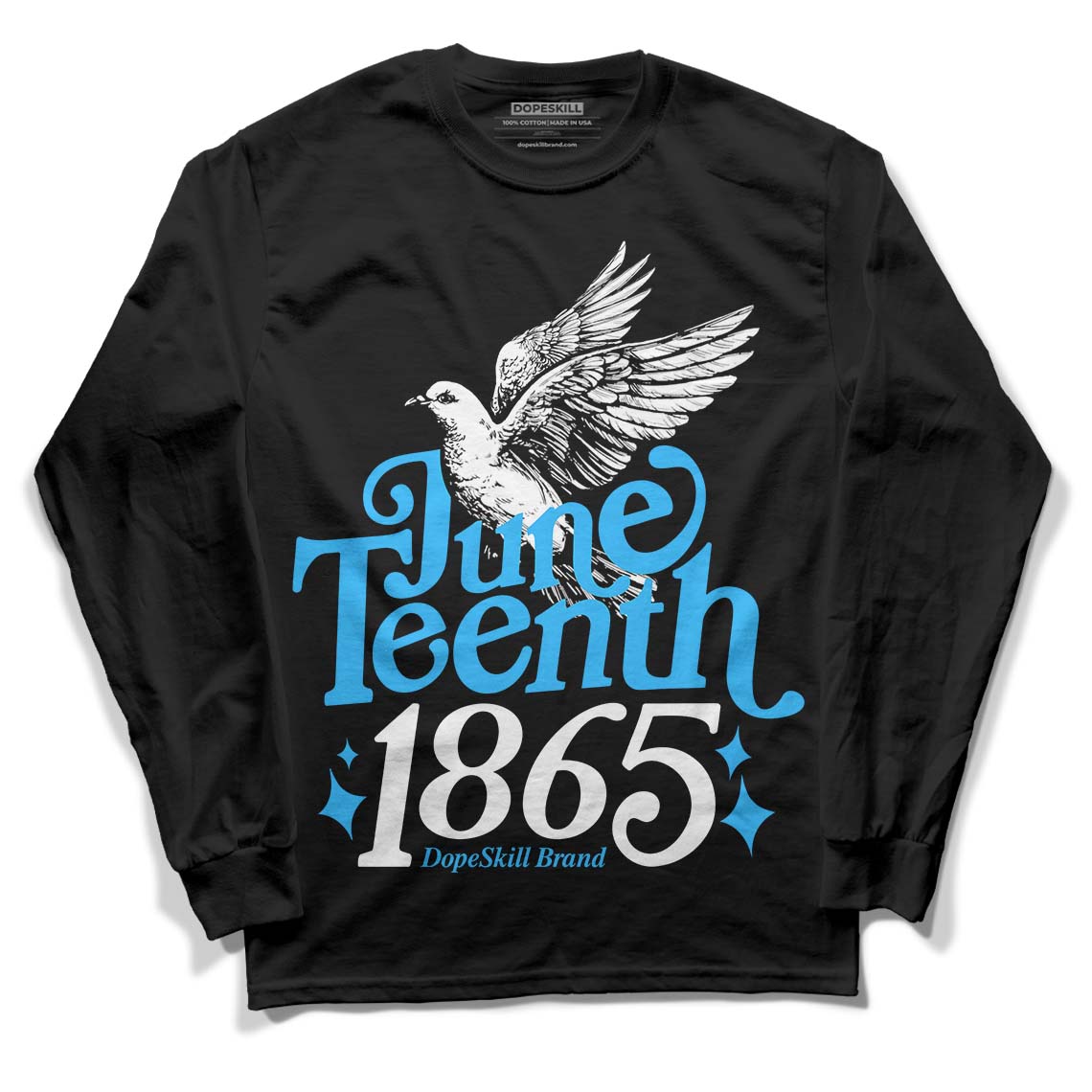 Jordan 1 High Retro OG “University Blue” DopeSkill Long Sleeve T-Shirt Juneteenth 1865 Graphic Streetwear - Black