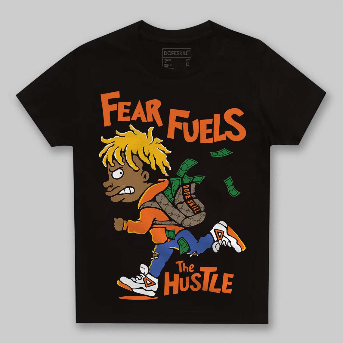 Orange, Black and White Sneakers DopeSkill Toddler Kids T-shirt Fear Fuels The Hustle Graphic Streetwear - Black