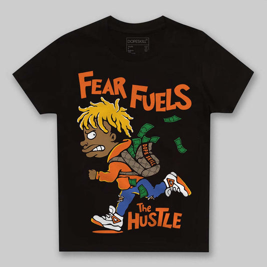 Orange, Black and White Sneakers DopeSkill Toddler Kids T-shirt Fear Fuels The Hustle Graphic Streetwear - Black