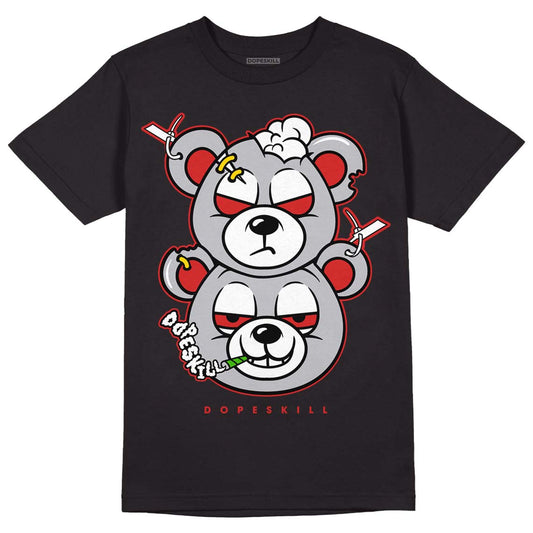 Jordan 13 “Wolf Grey” DopeSkill T-Shirt New Double Bear Graphic Streetwear - Black