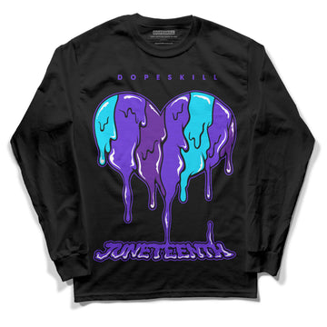 Jordan 6 "Aqua" DopeSkill Long Sleeve T-Shirt Juneteenth Heart Graphic Streetwear - Black