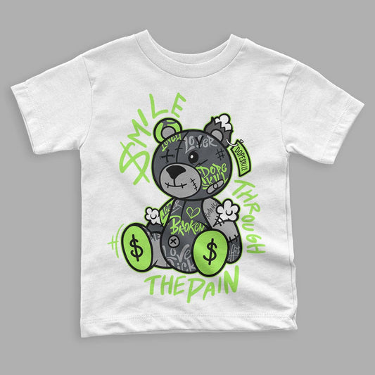 Jordan 5 Green Bean DopeSkill Toddler Kids T-shirt  Smile Through The Pain Graphic Streetwear - White