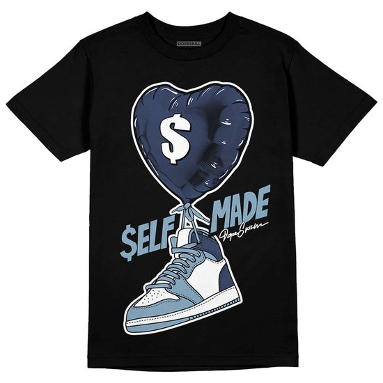 Jordan 1 Mid Diffused Blue DopeSkill T-Shirt Self Made Graphic Streetwear - Black