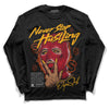 Jordan 7 Retro Cardinal DopeSkill Long Sleeve T-Shirt Never Stop Hustling Graphic Streetwear - Black 