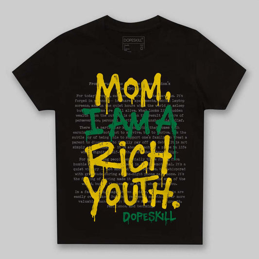 Green Sneakers DopeSkill Toddler Kids T-shirt Mom, I Am A Rich Youth Graphic Streetwear - Black