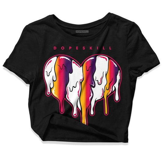 Jordan 3 Retro SP J Balvin Medellín Sunset DopeSkill Women's Crop Top Slime Drip Heart Graphic Streetwear - Black