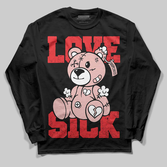 Red Sneakers DopeSkill Long Sleeve T-Shirt Love Sick Graphic Streetwear - Black