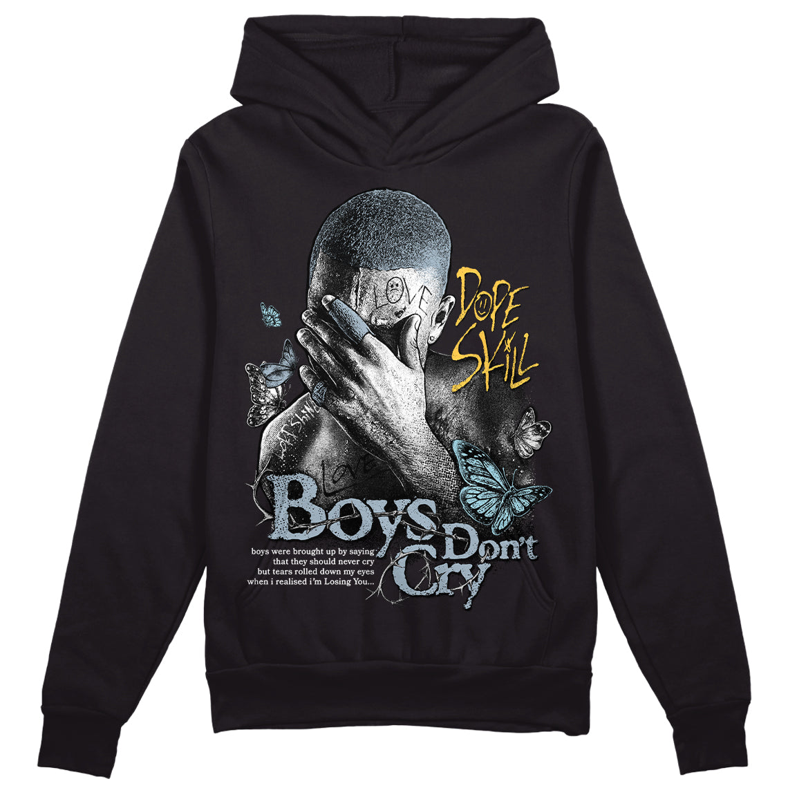 Jordan 13 “Blue Grey” DopeSkill Hoodie Sweatshirt Boys Don't Cry Graphic Streetwear - Black