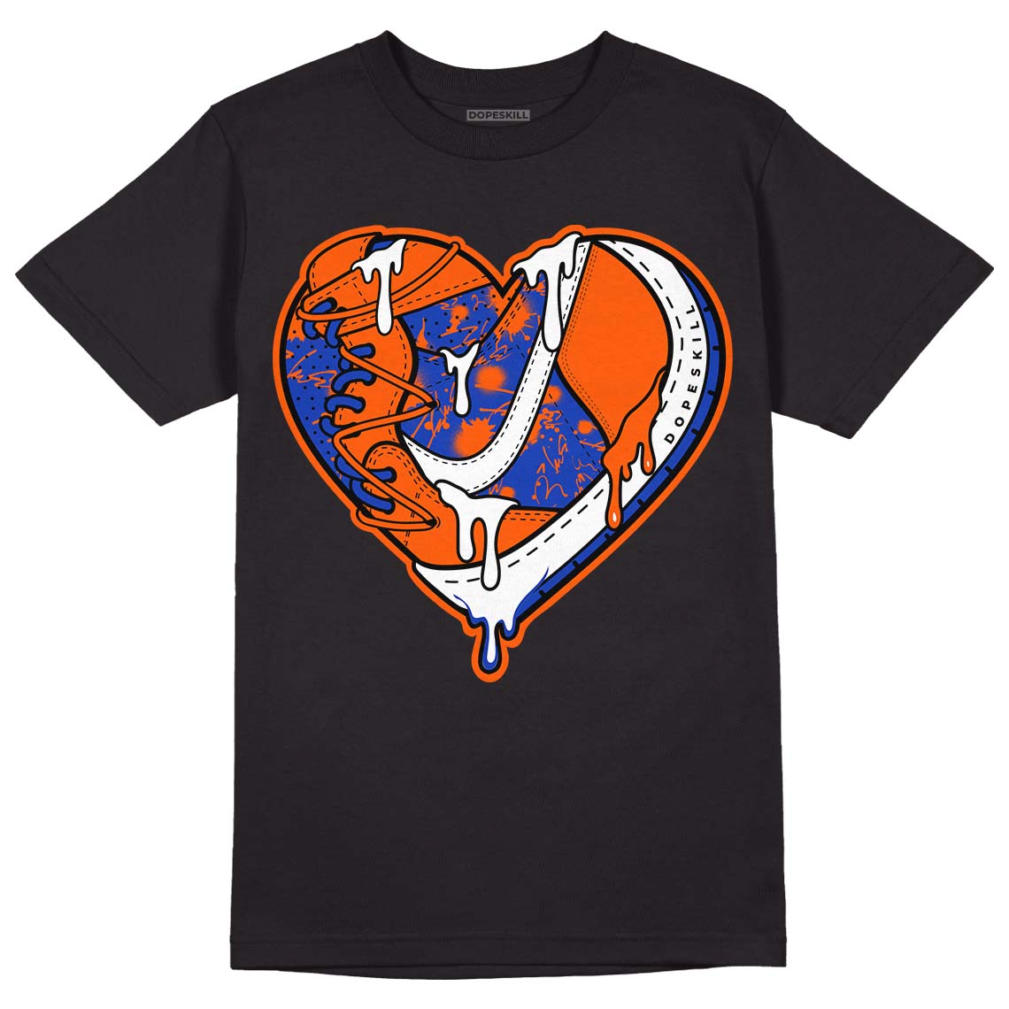 Dunk Low Futura Orange Blaze DopeSkill T-Shirt Heart Jordan 1 Graphic Streetwear - Black