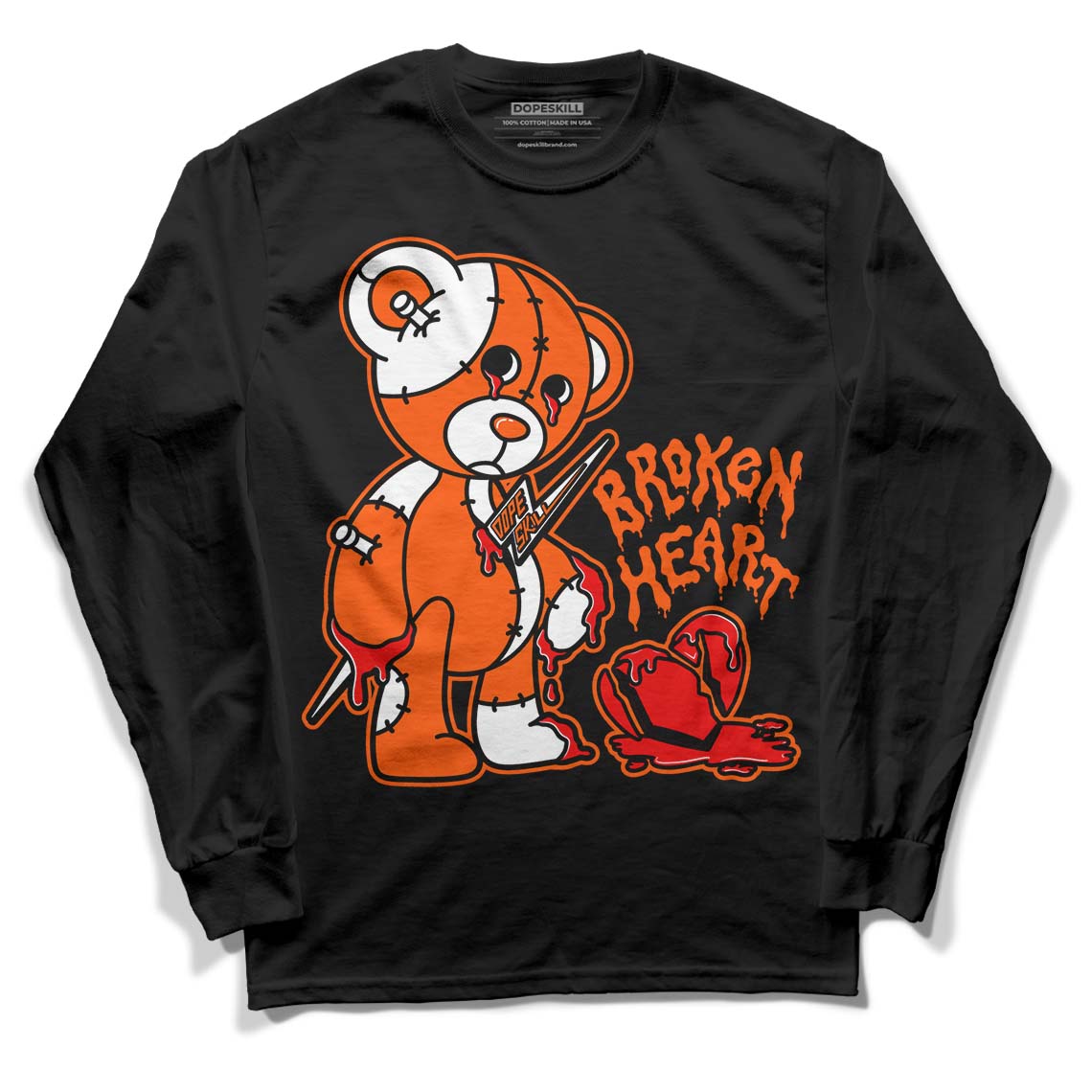 MSCHF Super Normal 2 Orange Milk DopeSkill Long Sleeve T-Shirt Broken Heart Graphic Streetwear - Black