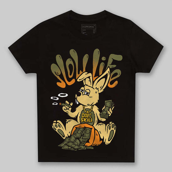 Olive Sneakers DopeSkill Toddler Kids T-shirt Slow Life Graphic Streetwear - Black