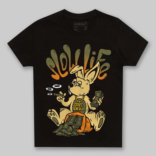 Olive Sneakers DopeSkill Toddler Kids T-shirt Slow Life Graphic Streetwear - Black