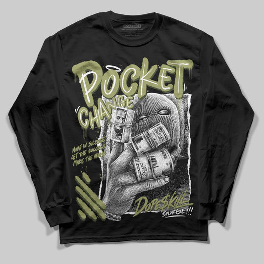 Olive Sneakers DopeSkill Long Sleeve T-Shirt Pocket Change Graphic Streetwear - Black