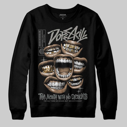 Jordan 9 Cool Grey DopeSkill Sweatshirt The Mouth With No Droughts Graphic Streetwear - Black