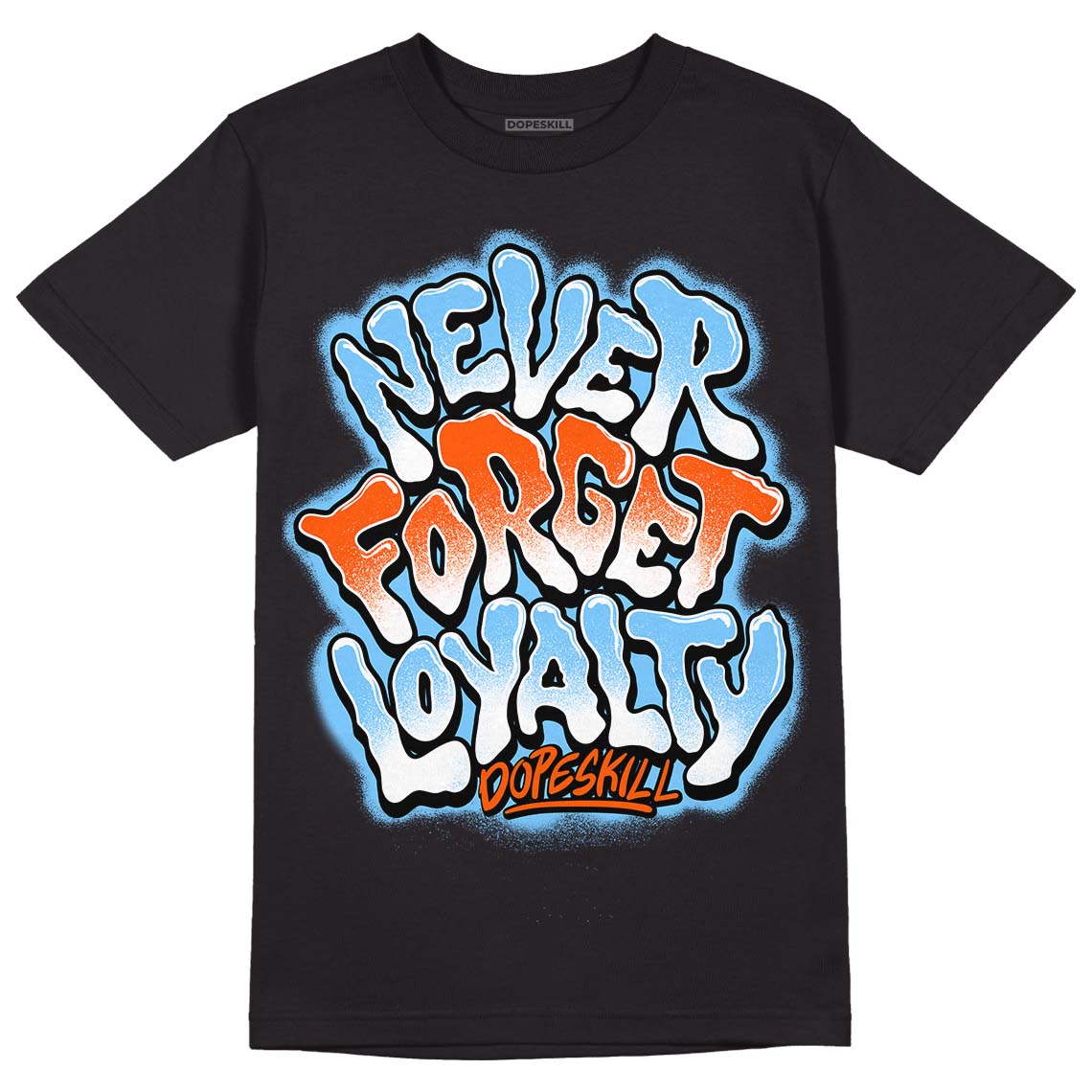 Dunk Low Futura University Blue DopeSkill T-Shirt Never Forget Loyalty Graphic Streetwear - Black