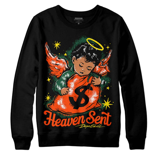 Dunk Low Team Dark Green Orange DopeSkill Sweatshirt Heaven Sent Graphic Streetwear - Black