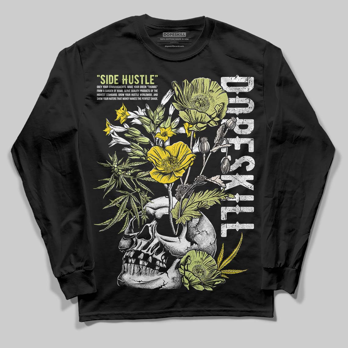 Jordan 5 “Luminous Green” DopeSkill Long Sleeve T-Shirt Side Hustle Graphic Streetwear - Black
