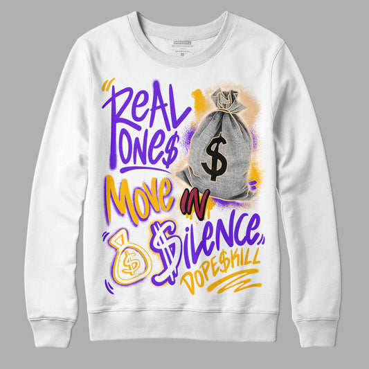 Jordan 7 SE Afrobeats DopeSkill Sweatshirt Real Ones Move In Silence Graphic Streetwear - White 