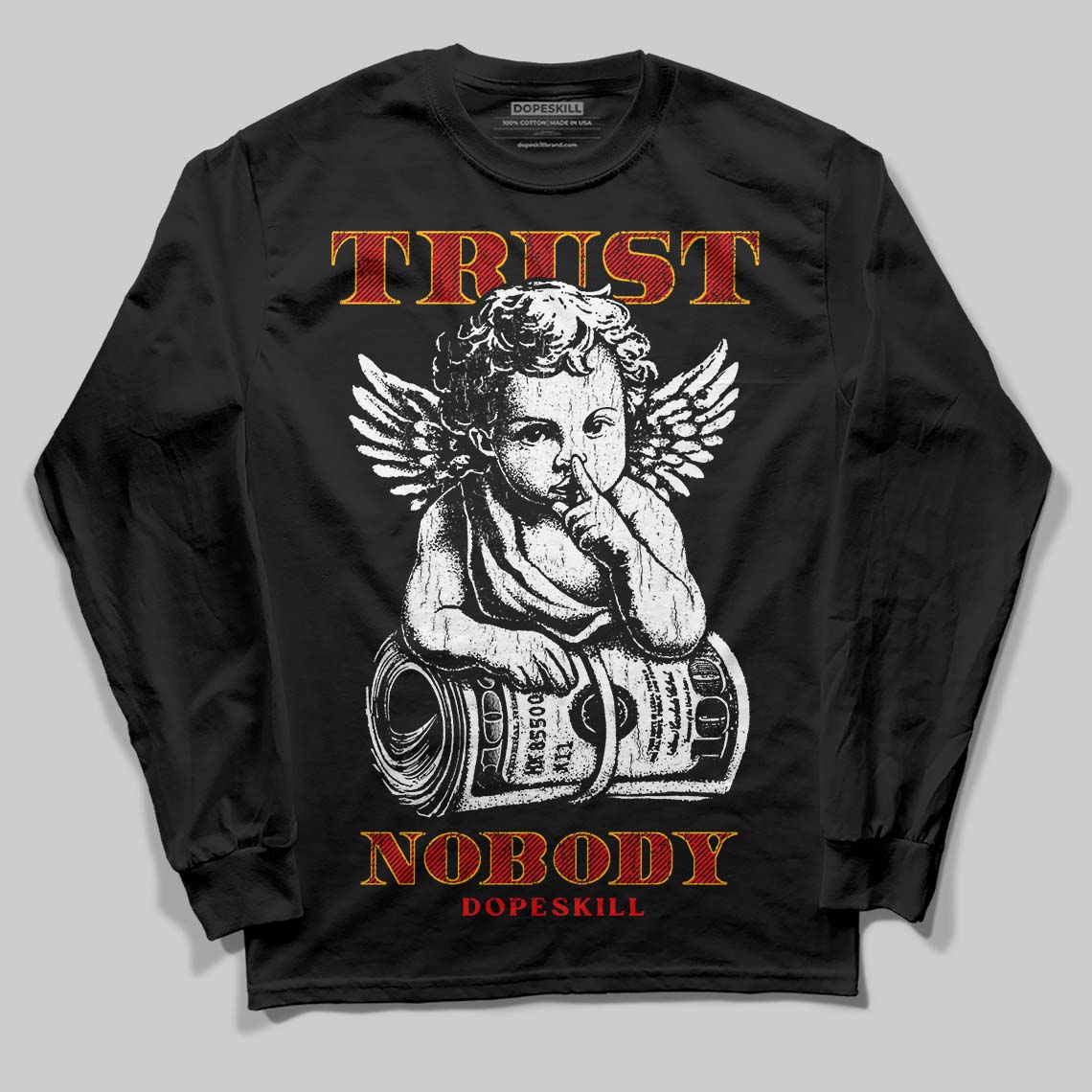 Red Sneakers DopeSkill Long Sleeve T-Shirt Trust Nobody Graphic Streetwear - Black