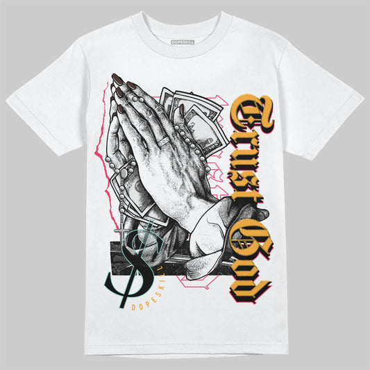 Jordan 1 Low Flyease Bio Hack DopeSkill T-Shirt Trust God Graphic Streetwear - White