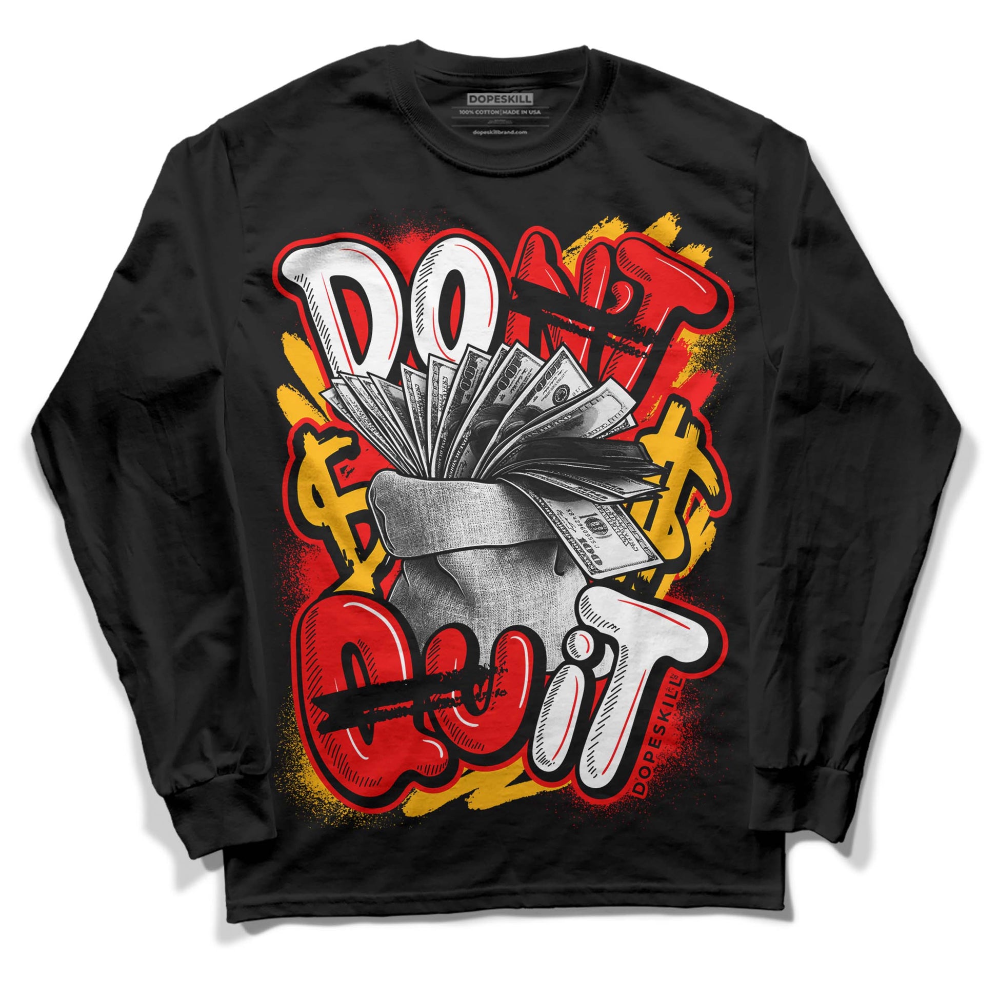 Red Sneakers DopeSkill Long Sleeve T-Shirt Don't Quit Graphic Streetwear - Black