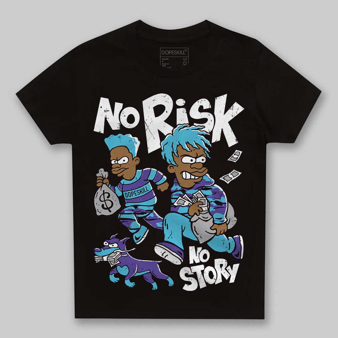 Jordan 8 Retro 'Aqua' 2025 DopeSkill Toddler Kids T-shirt No Risk No Story Graphic Streetwear - Black