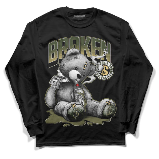 Jordan 4 Retro SE Craft Medium Olive DopeSkill Long Sleeve T-Shirt Sick Bear Graphic Streetwear - Black